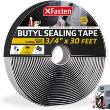 Butyl Sealing Tape, Black, 1/8-In X 3/4-In X 30-Foot Plumbers Putty, RV Sealant,