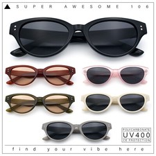 Womens Retro Hipster Cat Eye Horn Rim Plastic Fashion Sunglasses