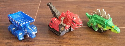Mattel Dreamworks Lot of 3 Dinotrux Figure Diecast Toy Dinosaurs 3'' PLZ READ DMG