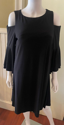 Lauren Ralph Lauren Lined Black Dress Cut Out Shoulders Fit And Flare Size 12