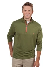 $99 Southern Tide T3 Performance ¼-Zip Pop Color Pullover Mens Green Small NWT