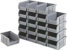 BiGDUG Plastic Parts Bins - Stackable or Wall Mounted Storage Boxes Garage