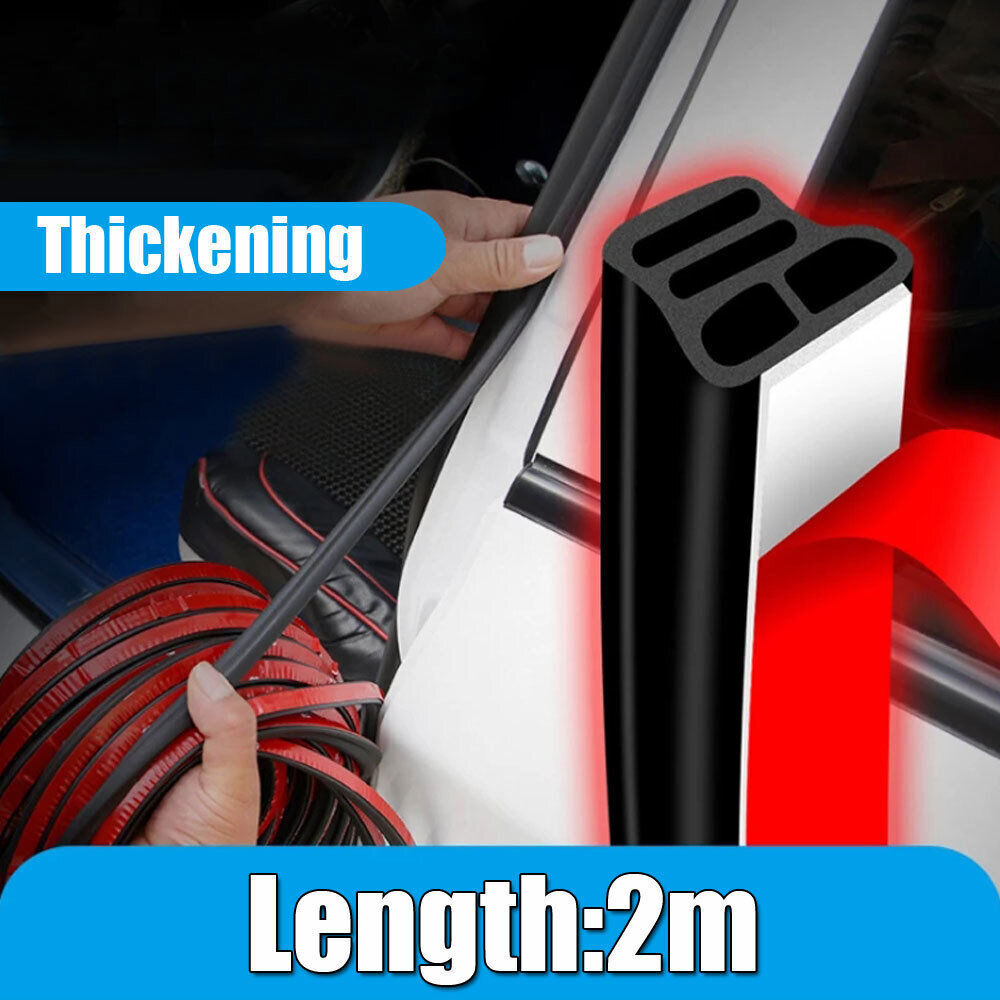 Rubber Car Door Trunk Seal Strip Weather Strip Edge Molding Trims Accessories 2m