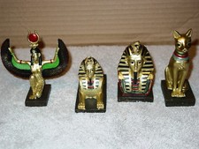 EGYPTIAN ISIS SPHINX KING TUT AND BASTET CAT SET (SET OF 4)