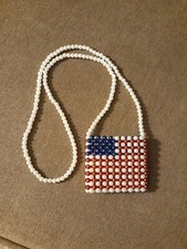 American Flag beaded Change Purse Patriotic