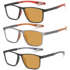 3PK Nearsighted Glasses Photochromic Lens TR Frame Men's Sport Sunglasses