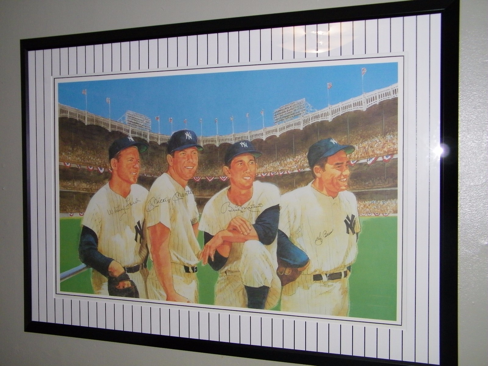 JSA MICKEY MANTLE YOGI BERRA B. MARTIN W. FORD SIGNED AUTOGRAPH LARGE LE LITHO 