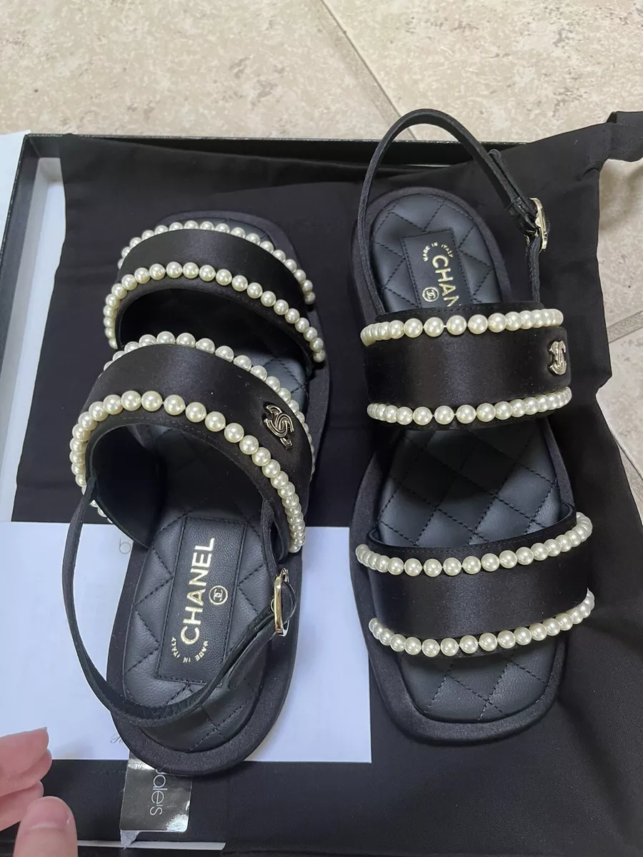 Chanel pearl hotsell flip flops