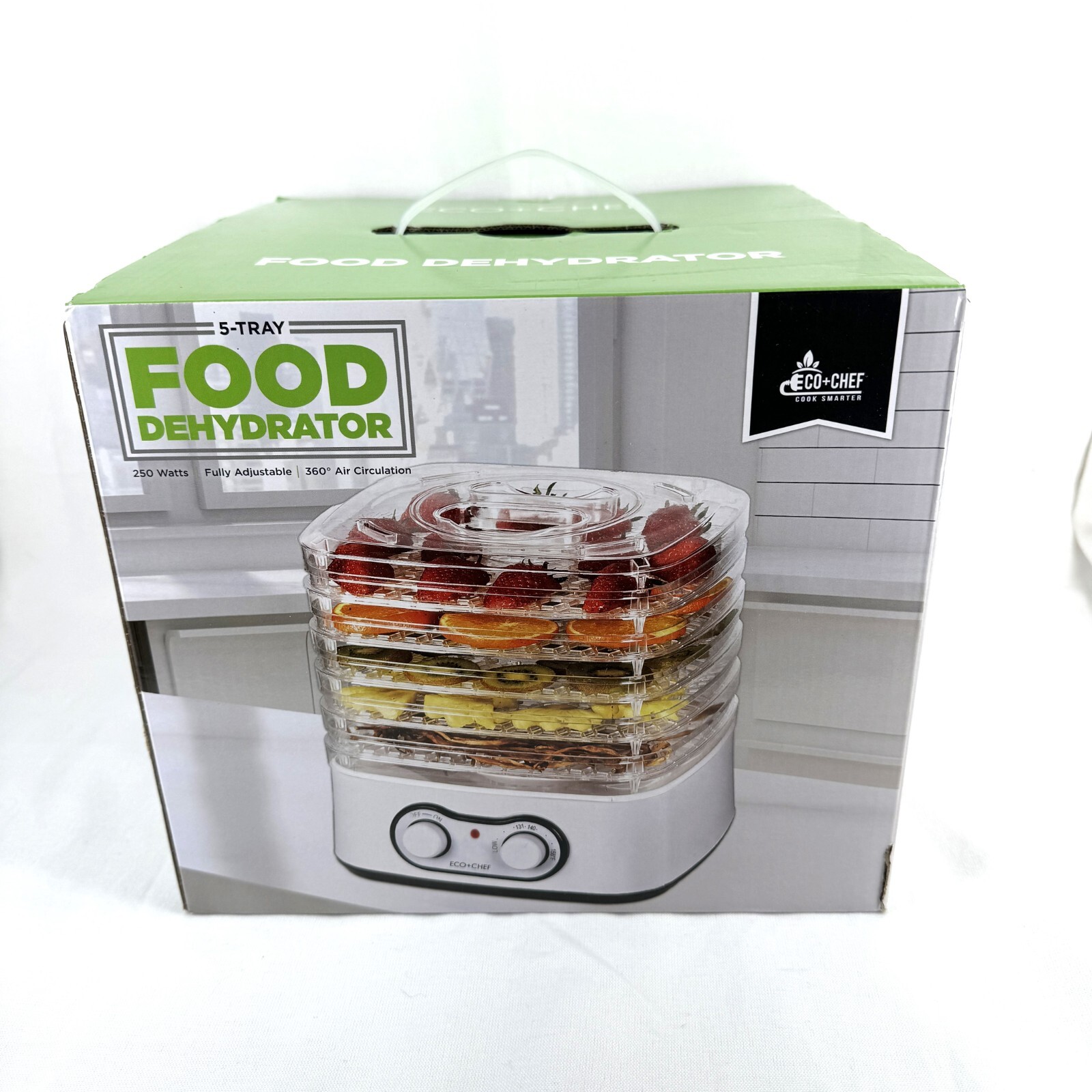 ECO+CHEF Food Dehydrator 5 Tray Adj Temp Jerky Veg Fruit Herbs 250 W