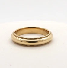Solid 14k Yellow Gold Milgrain Edge Wedding Band Ring Half Round 5gr 4mm sz7.5
