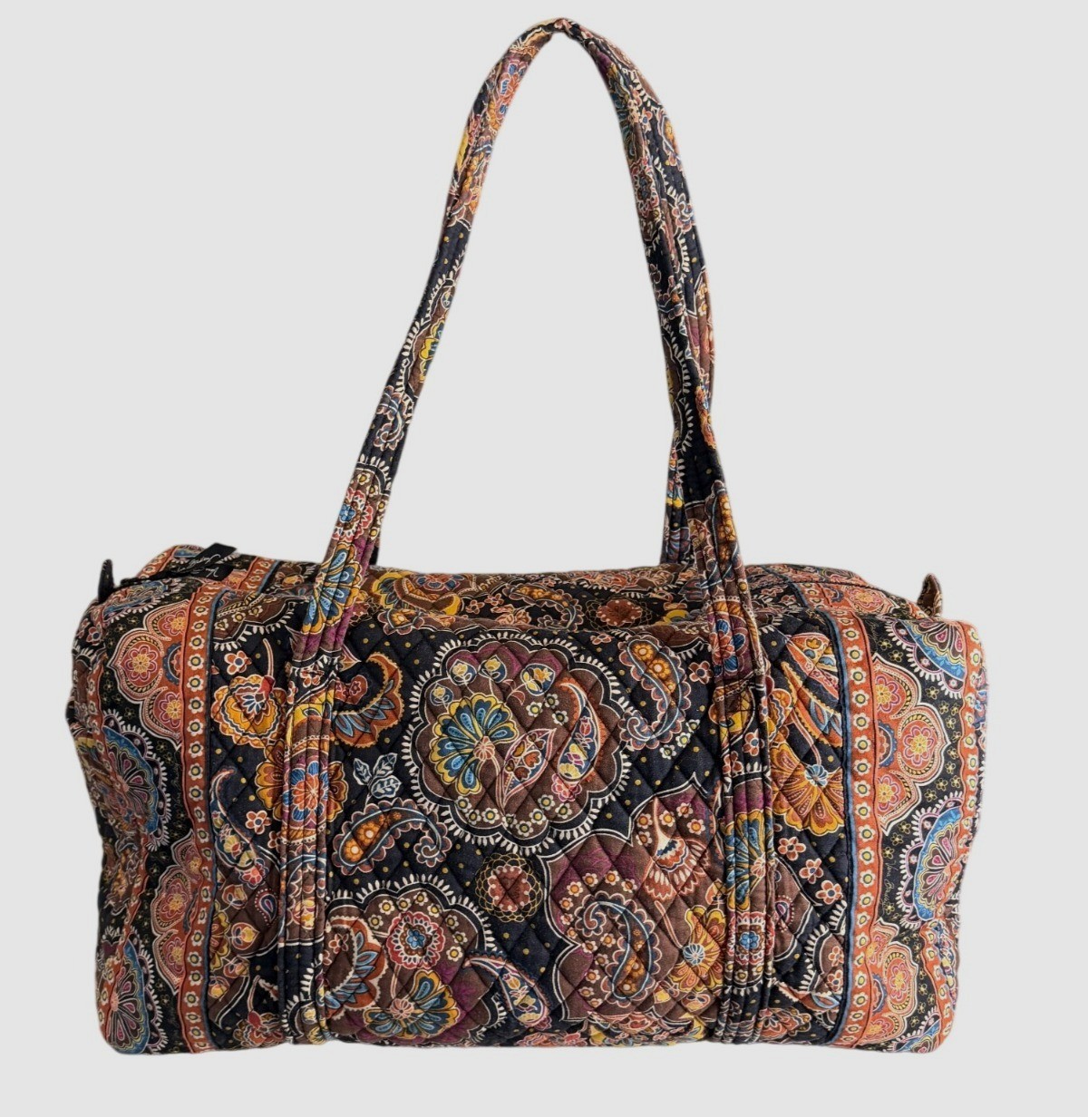 Vera Bradley Large Kensington Duffle Weekender Bag Travel Brown Multi Cotton USA
