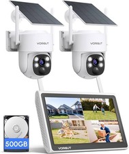  YBL Solar Wireless Security Camera System 2.5K PTZ 2 Cameras 10  Monitor NVR