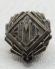 Vintage Chas Klein Art Deco Sterling Silver AMI 25 Year Service Award Lapel Pin