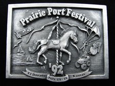 RE07123 VINTAGE 1992 PRAIRIE PORT FESTIVAL EL DORADO KANSAS BELT BUCKLE