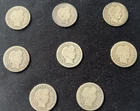 Lot of 8 Silver Barber Dimes 1900, 1901, 1902, 1903, 1906, 1908, 1913, 1914