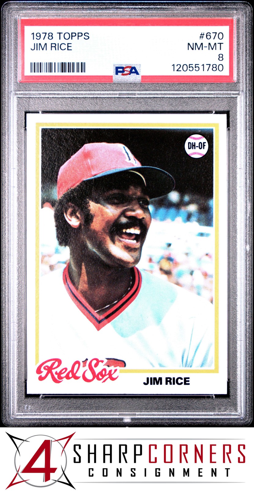 1978 TOPPS #670 JIM RICE RED SOX HOF PSA 8