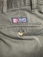 Vintage Chaps Ralph Lauren Men's Pleated Cuffed Trousers Pants 31x32 Green