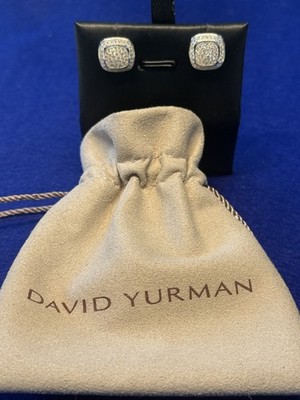 David&Yurman Sterling Silver 925 stud pave earrings 11mm