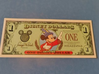 1997 Disney Dollar $1 Sorcerer Mickey 25th ANNIVERSARY AA Series Mint Crisp
