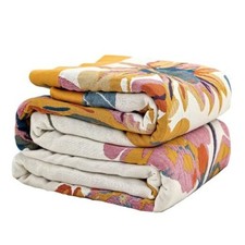 Boho Throw Blanket, 100 Organic Cotton Throw 50" x 60" A-flower-butterfly