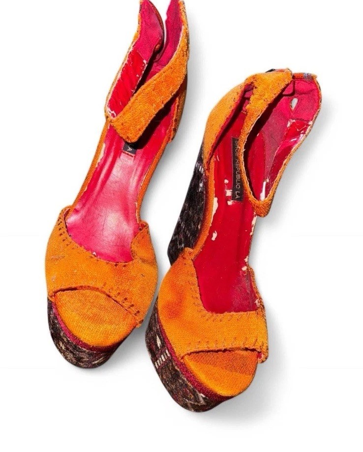 Orange Pattern Platform Heel - image 2