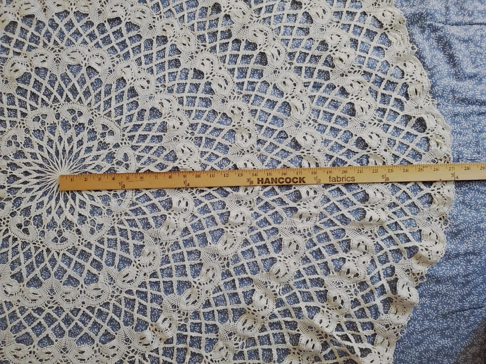 Mantel de ganchillo redondo vintage 54" mantel cama marfil Foto 2 de 4