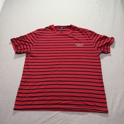 Forever 21 T Shirt Men's XL Embroidered Everything Sucks Except You Striped Red
