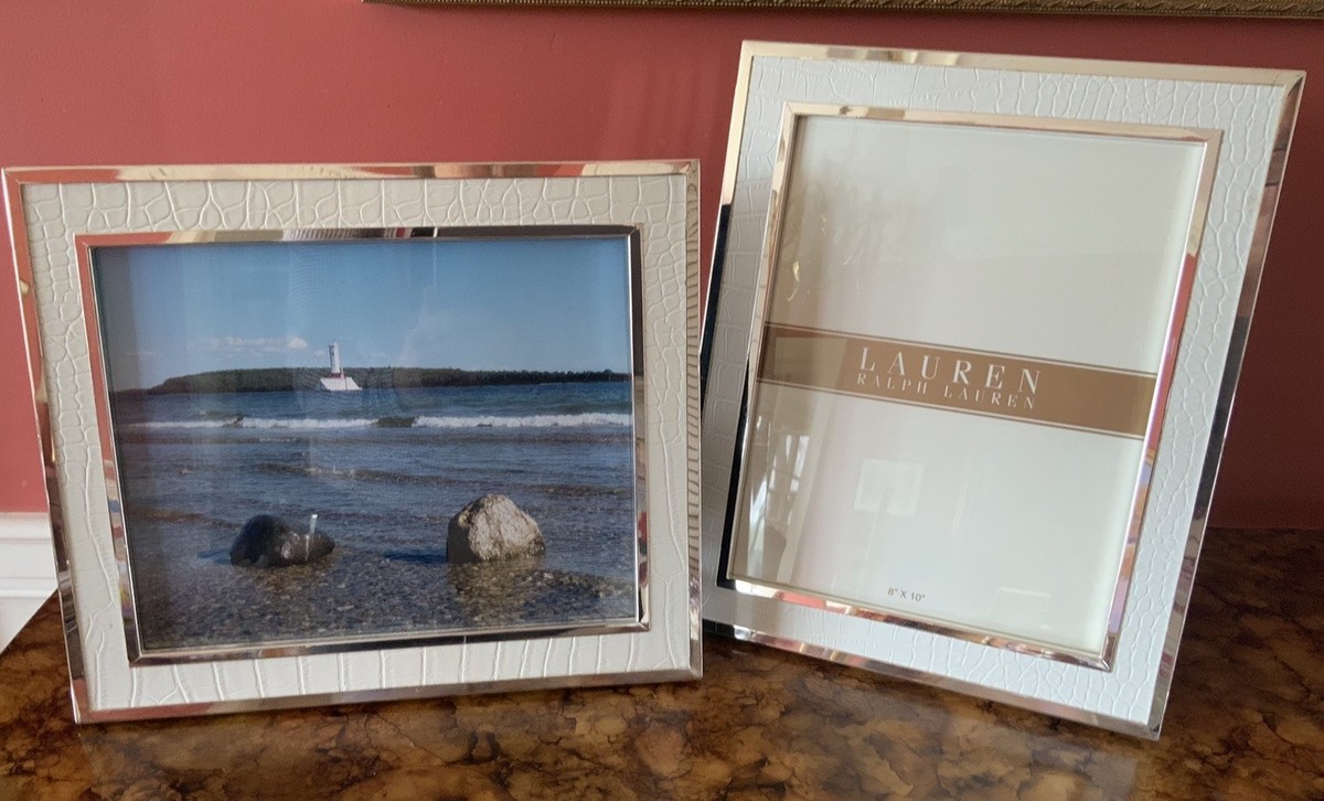 Ralph Lauren Chapman Ivory/White Crocodile Embossed Frame 8”x10