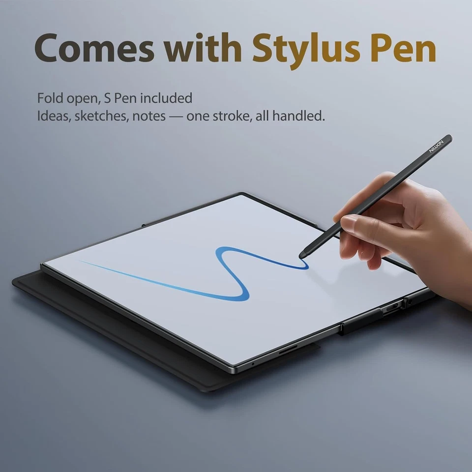 Funda abatible de cuero Nillkin para Samsung Galaxy Z plegable 7 cubierta lateral de lente de cámara Foto 2 de 4