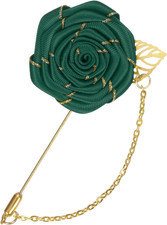 Rose Brooch Pin Cloth Rose Flower with Gold Leaf Brooch, Rose Flower Lapel Pin f