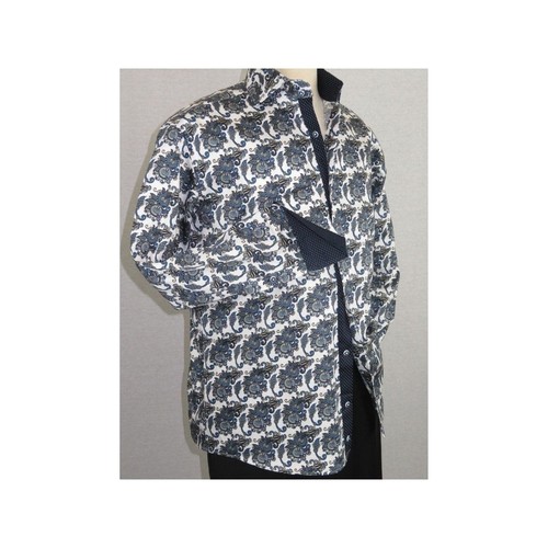 Men Shirt J.Valintin Turkey Usa 100% Egyptian Cotton Axxess Style A113-11 Blue - Picture 3 of 12