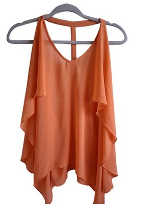 Elan Orange Chiffon Tank Top M Hamptons summer flowy beachwear