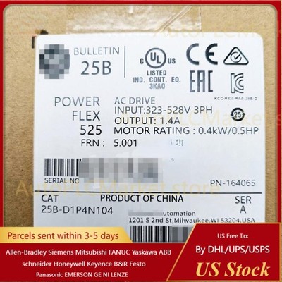 New 25B-D1P4N104 PowerFlex 525 0.4kW (0.5Hp) AC Drive AB 25BD1P4N104 US Free Tax