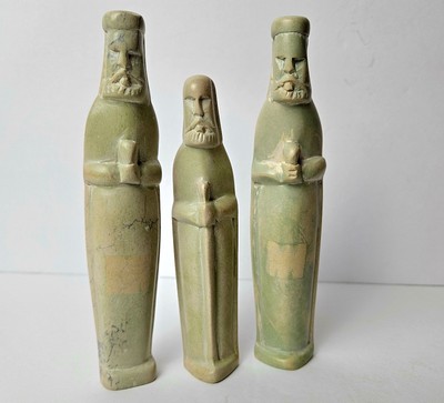 2 Wise Men, 1 Shepherd Handcarved Soapstone Nativity Figures Kenya Africa 