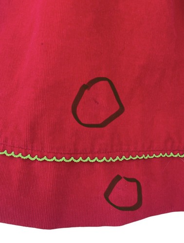 Toffee Apple Baby Girl 2T Red Corduroy Christmas Dress Embroidered Trees flaw - Picture 4 of 6