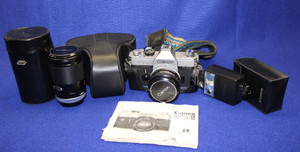 Canon FTB 35mm Film Camera with 50mm & 135mm Lens and Flash