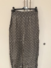 ZARA Woman Geometric Medallion Print Trousers Tapered Harem Pants Black Size M