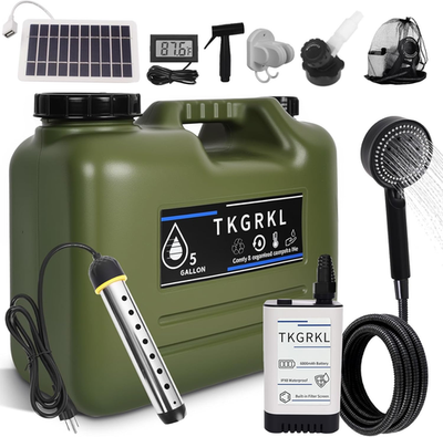 #ad Camping Shower with Heater and 5 Gallon Water Jug 6000Mah Rechargeable Portable $125.99