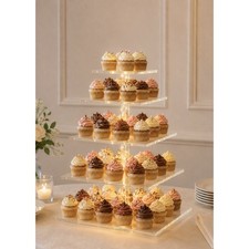 Vdomus Pastry Stand 5 Tier Acrylic Cupcake Display Stand with LED String Lights