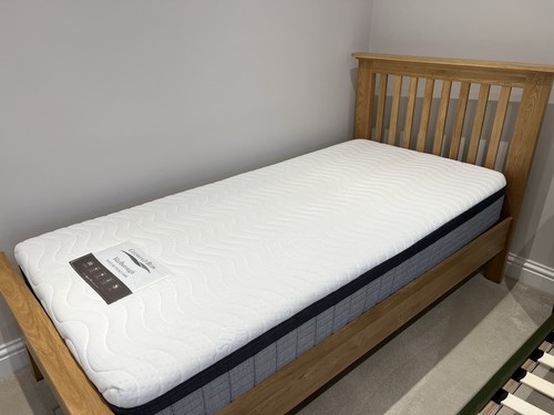Solid Natural Single Oak Bed With Mattress From Cotswold