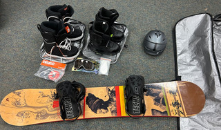 Pre owned Snowboard And Gear Lot Boots Size 10.5 and 11 Burton Case Goggles