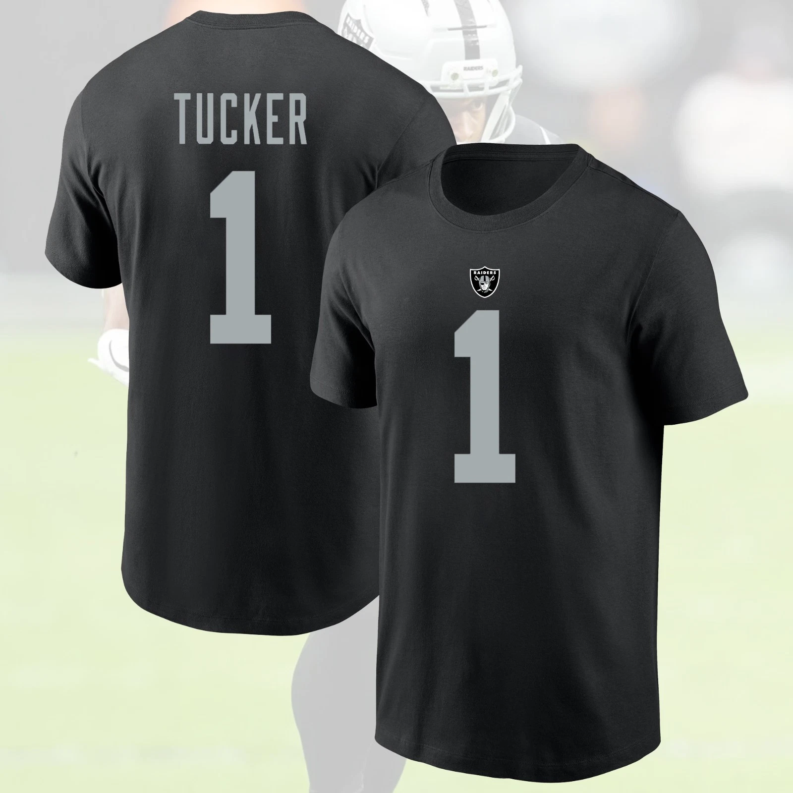 Tre Tucker Las Vegas Raiders 2025 Player Name & Number Double Sided T-Shirt