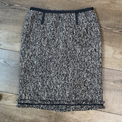 Talbots Women's Gray Wool Pencil Skirt Size 2p Stretch Fabric Knee Length Slit