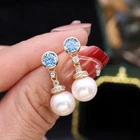 gorgeous pair of 9-10mm south sea white pearl dangle  earring 925s(t)