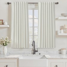 Linen Blackout Curtains 54 Inch Long for Living Room Bedroom, Birch Black Out...