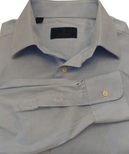 David Donahue Men's Blue Dress Shirt Long Sleeve Spread Collar  17 - 34/35