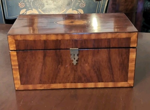 Antique Inlaid Work Box Satinwood & Mahogany Sewing Valuables - Picture 6 of 18