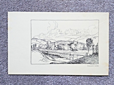 Wallace's Tower, River Clyde - antiker Druck - 1927