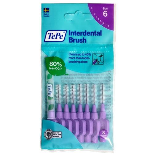 TePe Interdental Brushes - Purple Large 1.10mm - 1 Pack of 8 Brushes