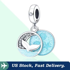 KUNSIR 925 Sterling Silver DIY Charm For Bracelet Blue Sea&Seagull Pendant Charm